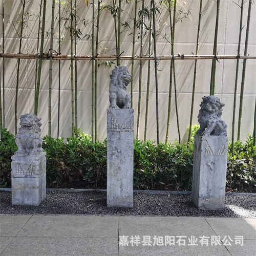 石雕拴马桩柱石桩户外庭院仿古做旧雕刻石柱子十二生肖动物拴马青