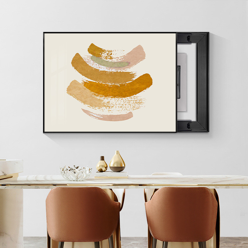 抽象简约橙色电表箱装饰画现代饭厅餐桌壁画电源总开关盒遮挡挂画