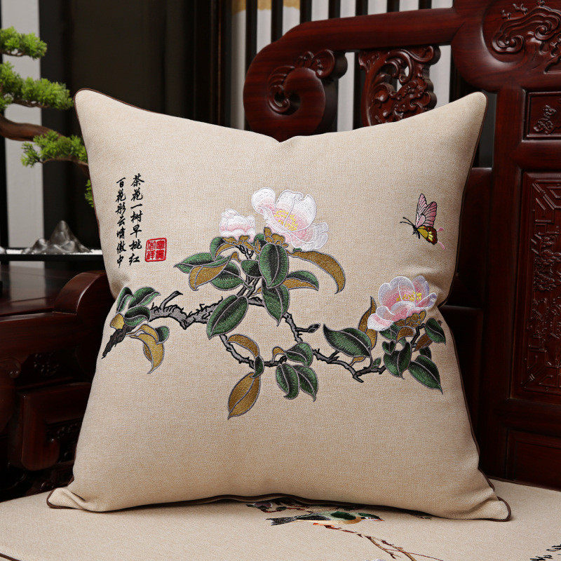 新中式抱枕靠垫芯红木沙发靠枕客厅床头座椅靠背护腰枕套含中国风