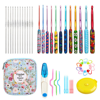 4txn钩针迷你阿富汗钩针加长软陶手柄批发彩色氧化铝钩针套装钩玩