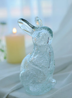 现代简约玻璃花瓶家居客厅插花装饰品花瓶摆件蓝色系玻璃花器