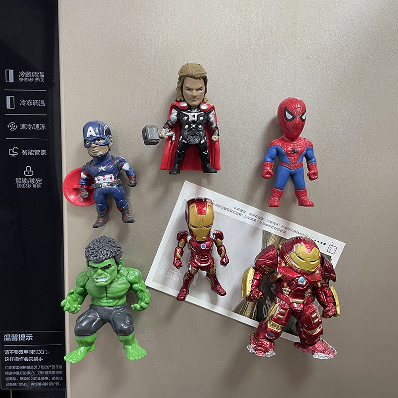 创意3D立体复仇者联盟冰箱贴磁贴美队钢铁侠蜘蛛侠雷神个性吸铁石