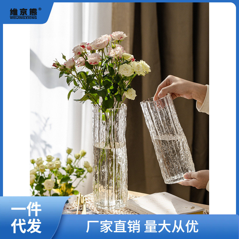 花瓶摆件客厅插花玻璃透明轻奢感水养百合玫瑰水培鲜花专凌之凌之