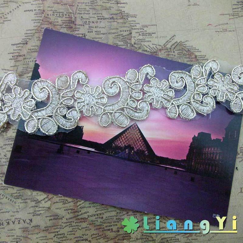 水溶花边辅料车骨刺绣条码金色精致金线骨线花边diy蕾丝花边