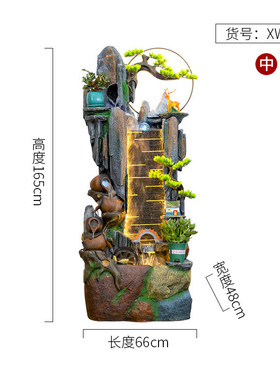 新中式落地水幕墙葫芦假山造景流水摆件鱼缸客厅玄关阳台创意装饰