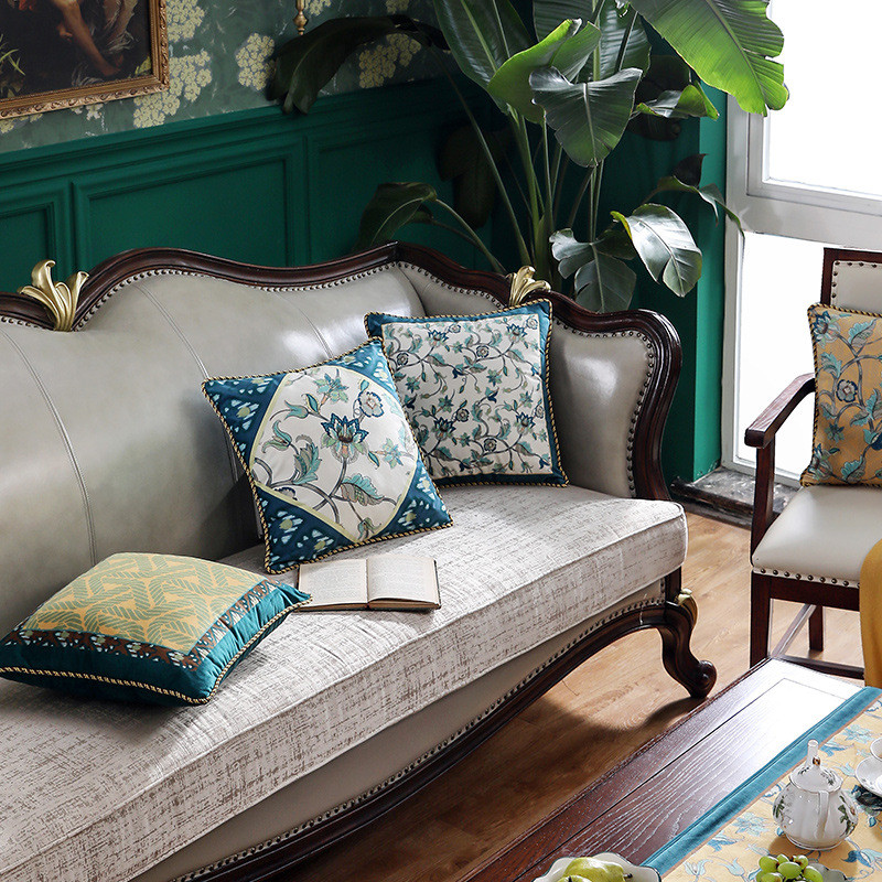 9v7t沙发抱枕靠垫美式现代轻奢靠枕丝绒ins床头腰枕欧式客厅复古
