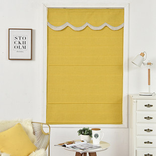 iyr7现代简约棉麻电动罗马帘升降窗帘卧室书房小房间办公室飘窗遮