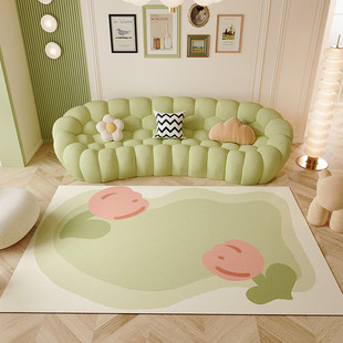可擦花朵多巴胺客厅地毯全铺儿童房地垫清新免洗防水防油污爬爬垫