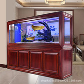 工厂屏风中式 鱼缸客厅家用底滤大型直销鱼缸落地免换水族箱可定制