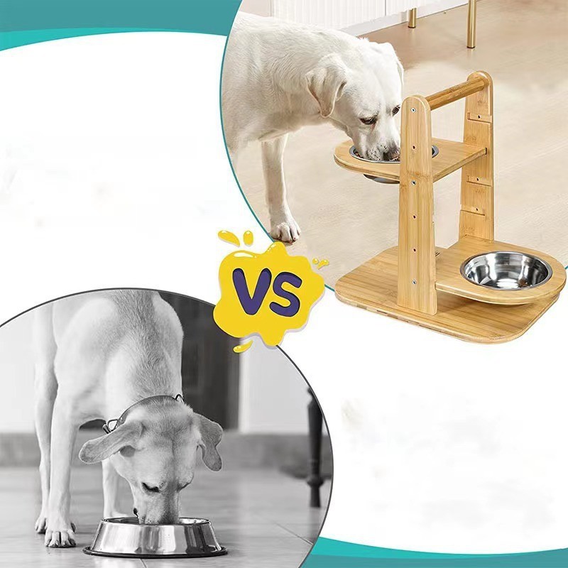 猫咪手提款木质宠物喂食器双层狗狗家用投喂木架实木猫碗狗碗支架