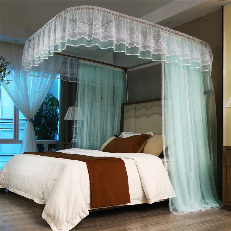 导轨蚊帐家用u型轨道纹账加密加厚2.0m1.8床1.5米2公主风宫廷支架