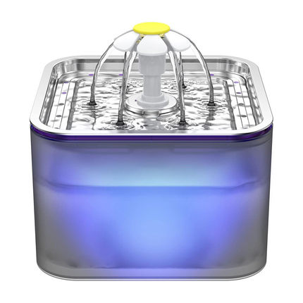 中性宠物饮水机炫彩不锈钢3l带led灯猫咪喂水器多重过滤活水
