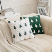 厂家定制圣诞抱枕毛绒靠垫套圣诞树节日腰靠绣花节日派