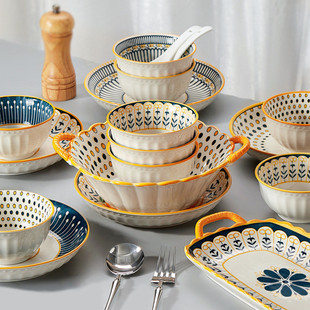 网红北欧风碗筷高级感简约现代碗盘餐具轻奢日式碗碟套装家用乔迁