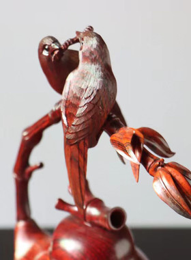 南美酸枝实木相濡以沫摆件微凹木雕黄檀雕刻玄关装饰品摆件收藏