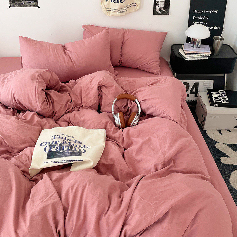 水洗棉纯色被套单件150x200x230cm被罩床上四件套被单三件套床笠