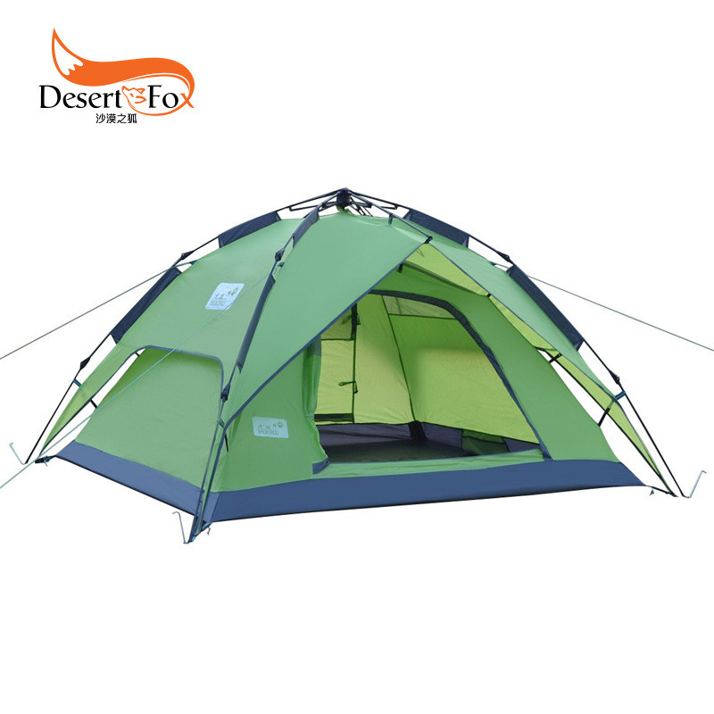 沙漠之狐户外帐篷3-4人全自动帐篷双人防暴多人雨野营露营帐篷