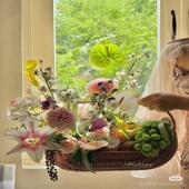 仿藤创意手提水果篮手工野餐红酒插花编织铁艺船形diy中秋送礼蓝