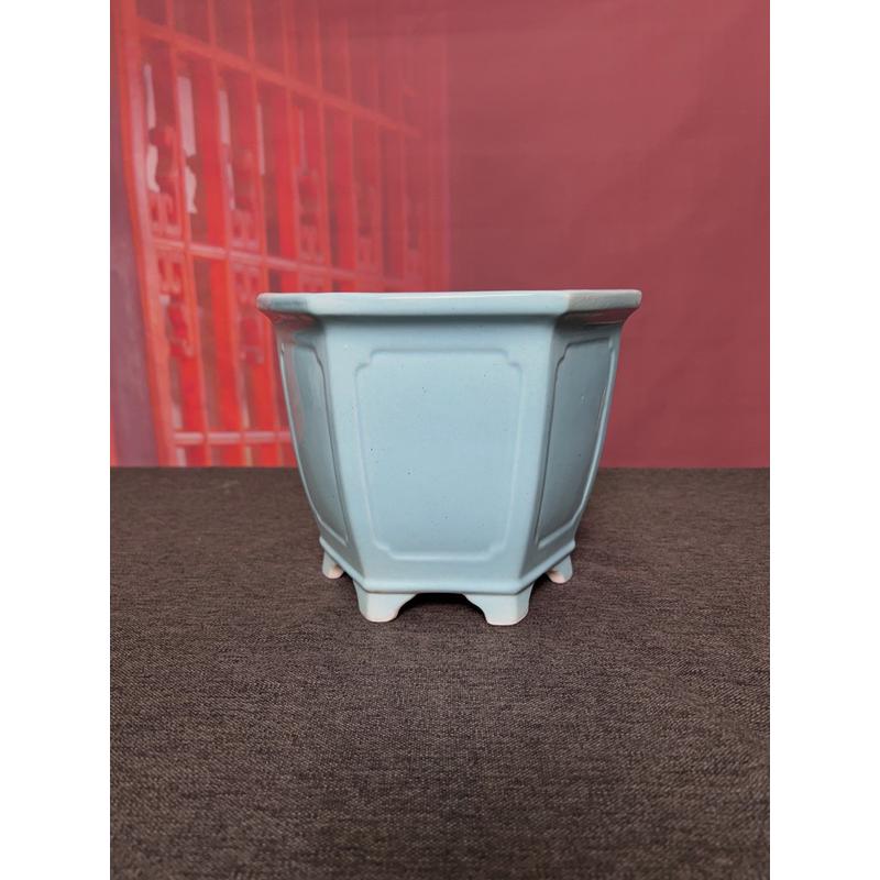 奎面适宜六方精致釉水兰花盆宜兴张治诚可批发矮牵牛高阳台ylh02