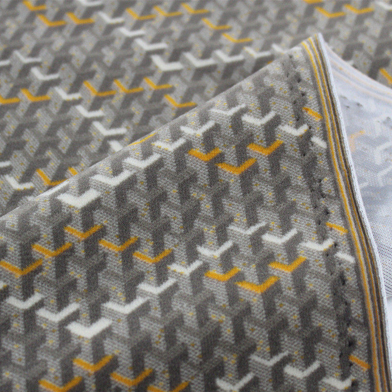 平价纱线阻燃色织提花涤纶座椅绒布 防火火车座套面料