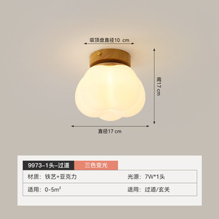 2023新款过道柿子吸顶原木风卧室床头小吊灯壁灯法式奶油风玄关灯