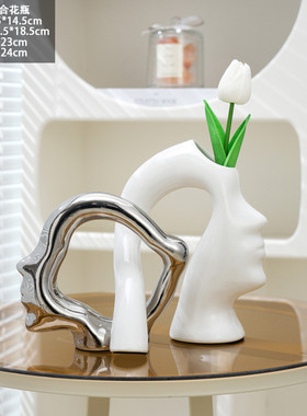 现代简约家居客厅装饰品干花插花假花仿真摆件工艺品茶几陶瓷花瓶