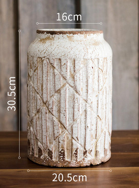 墟芜欧式陶瓷做旧花瓶复古花器装饰摆件罐子瓶法式古董