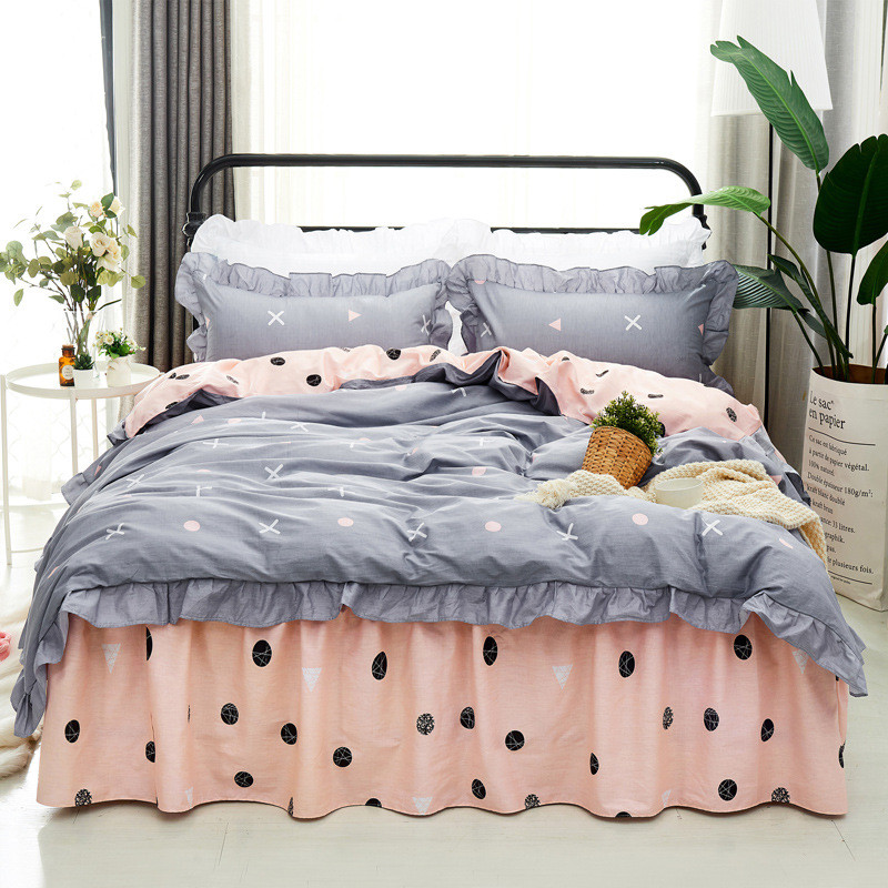 套件5-1床裙全棉斜纹暖冬系列厂家直销款配花边被套四件套