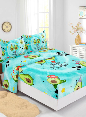 床笠四件套插画动物风景3d数码印花套件外贸床垫保护套