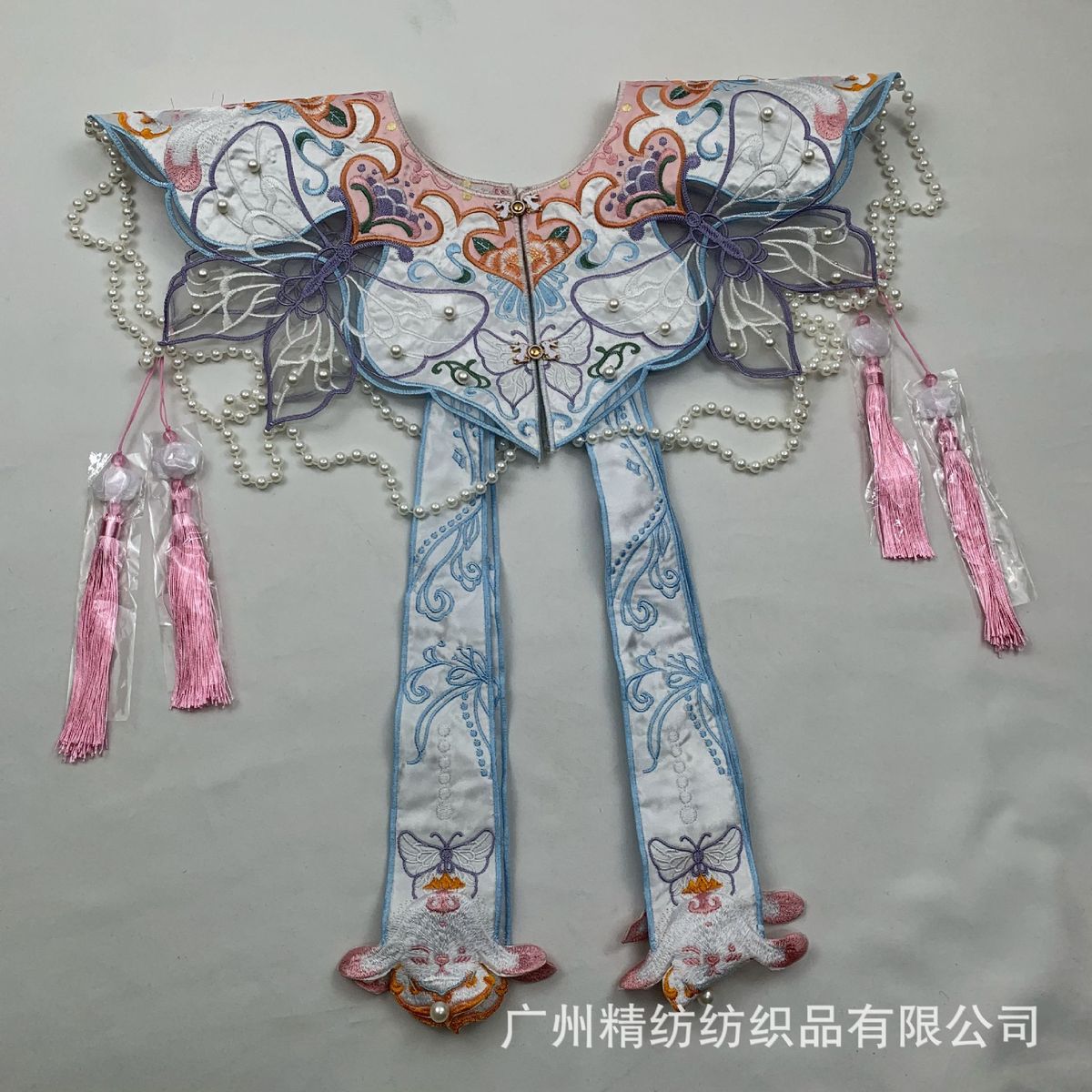批发云肩白色带流红色缥蝴蝶结刺绣花边辅料服装配饰装饰蕾丝配件