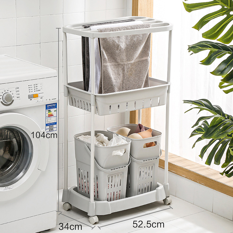 脏衣篮衣服收纳筐篓洗衣塑料篮子家用卫生间衣娄桶蓝框浴室置物架