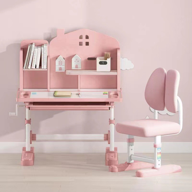 儿童学习桌批发书架组合一体桌椅家用可升降学生作业课桌椅写字桌