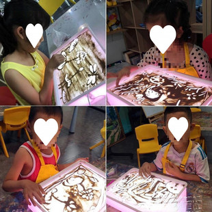 热销晚会画箱便捷暖白套装儿童彩沙加固美观淡采光沙画台专业表演