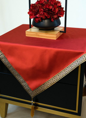 rkt4可轻奢桌布古典中国风禅意供桌正方形茶巾餐桌家用纯色新中式