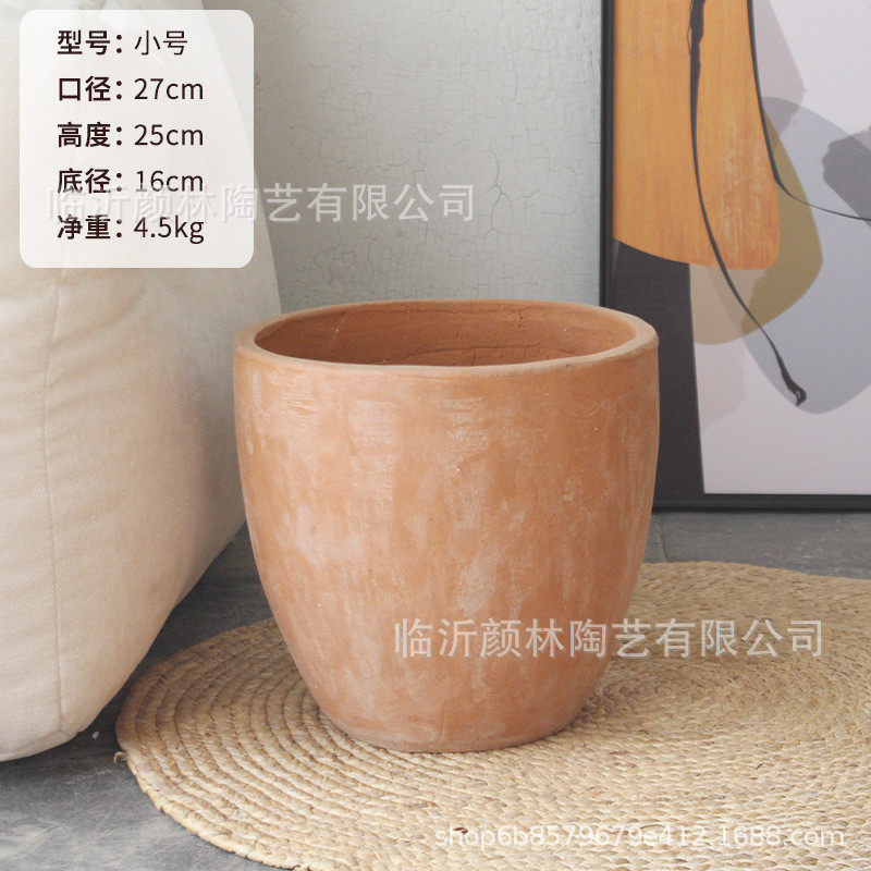 美式缸盆陶盆外贸花盆出口盆罗马盆橘色栽树盆土陶乡村粗陶土盆大