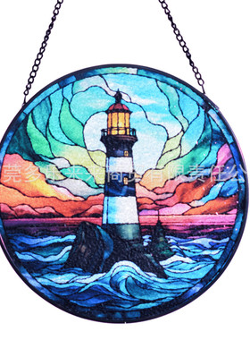 彩绘玻璃挂件，20cm新款复古热销玻璃挂饰浮雕立线艺术装饰