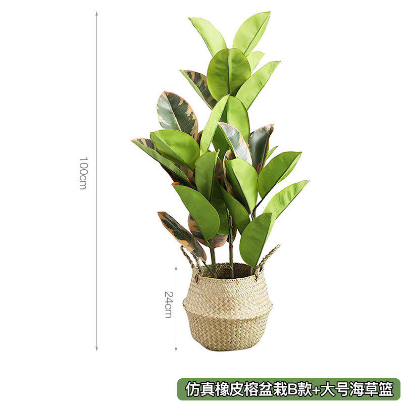 厂家现货批发仿真橡皮树假绿植盆栽网红室内外琴叶榕橱窗落地摆件