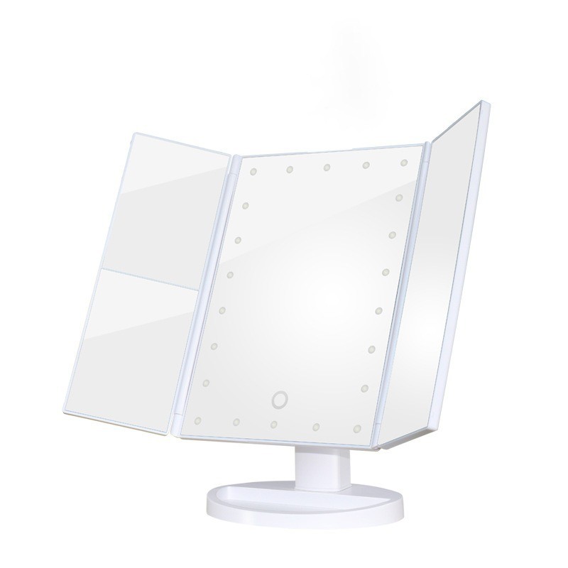 led化妆镜台式带灯充电镜子三折叠桌面女生梳妆台宿舍补光化妆镜
