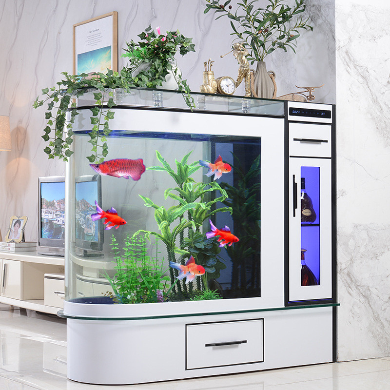 风大屏风客厅隔断酒柜轻奢鱼缸型开放式水族箱玻璃免换水生态家用