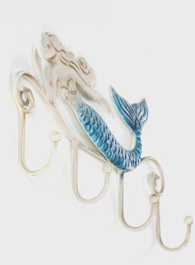 跨境工艺品创意家居挂饰铁艺挂钩美人鱼复古客厅墙壁挂钩