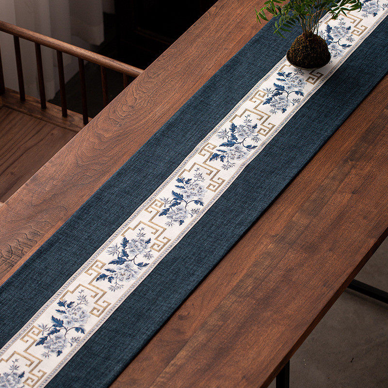 新中式桌旗禅意茶席茶台布艺长条茶几桌布条现代简约茶布茶桌布垫