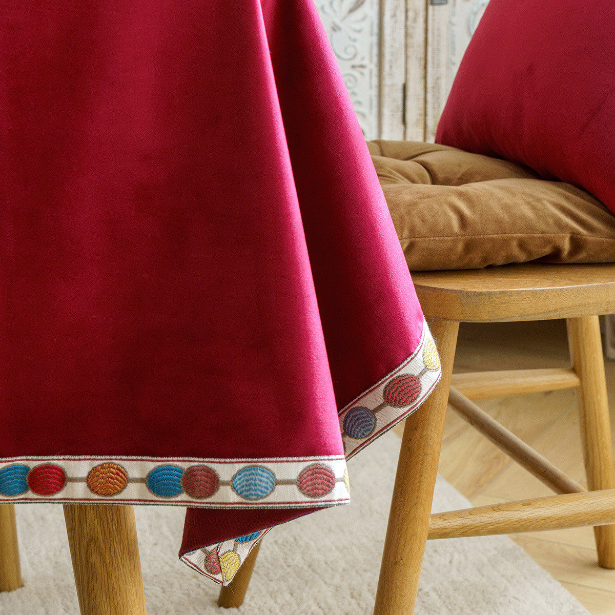 餐桌布北欧简约丝绒ins风桌布长方形刺绣花边家用茶几台布桌垫,居家布艺,桌布,淘宝优惠券,粉丝福利购,淘宝优惠卷