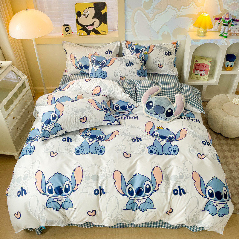 爆款迪士妮亲肤棉卡通四件套三件套单双人床被套维尼熊草莓熊,床上用品,床品套件/四件套/多件套,淘宝优惠券,粉丝福利购,淘宝优惠卷