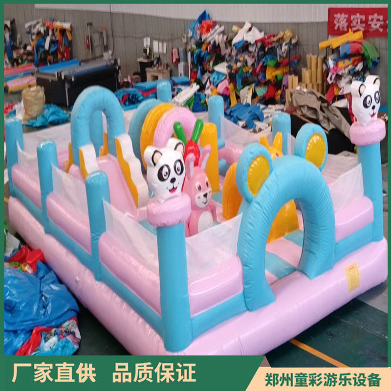 出口外单小型充气城堡蹦床滑梯儿童乐园游乐场会用赶