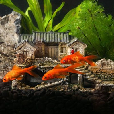 中式鱼缸造景小房子摆件全套创意水族箱躲避屋微景观装饰家居饰品