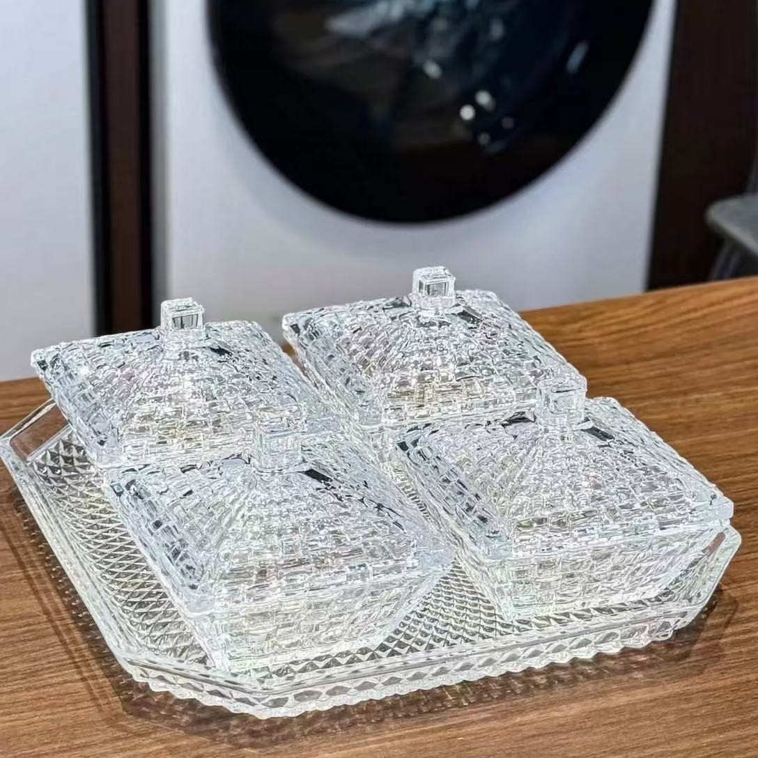 家用欧式果盘套装水果盘简欧时尚轻奢工艺品多功能玻璃水果盘