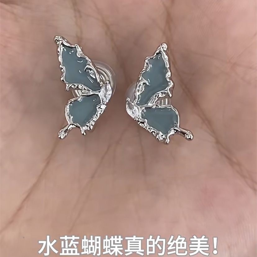 新品气质百搭蝴蝶耳环女ins风小众设计高级感耳钉无耳洞耳夹耳饰