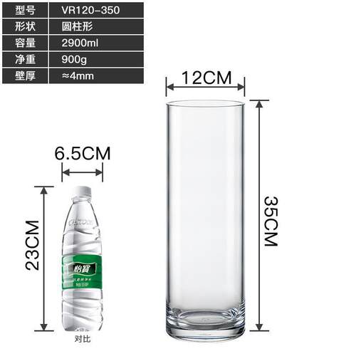 北欧简约防摔透明塑料花瓶网红客厅摆件大富贵竹干花插花直筒水培