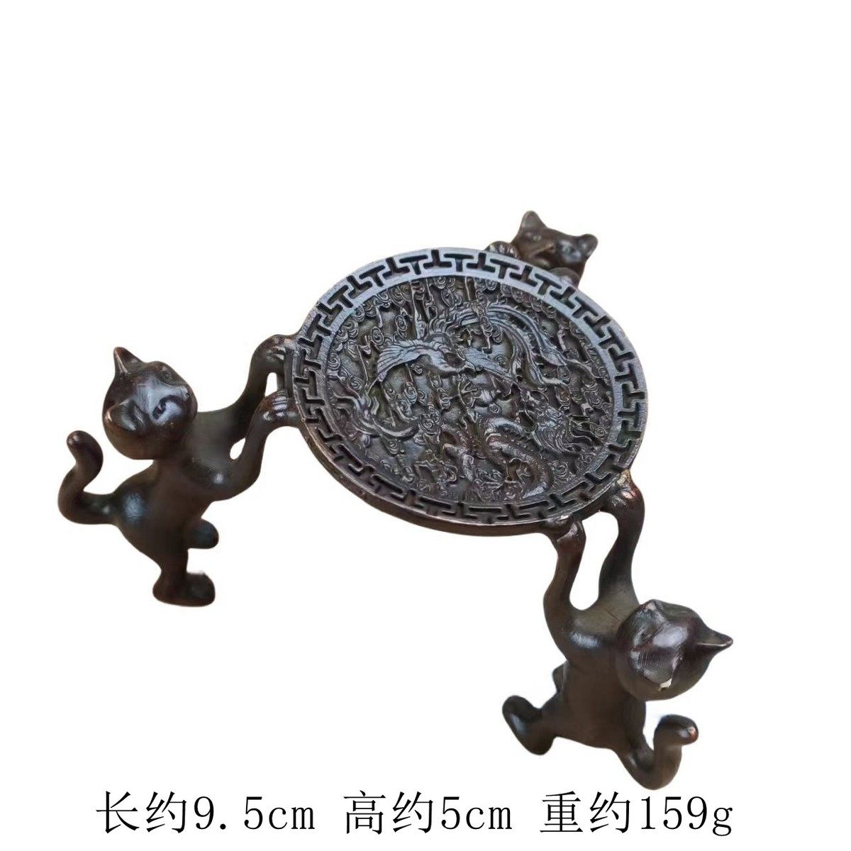 摆件仿古小猫盖置摆件小号茶道香炉日式三只小猫铁壶壶盖托架,家居饰品,装饰摆件,淘宝优惠券,粉丝福利购,淘宝优惠卷