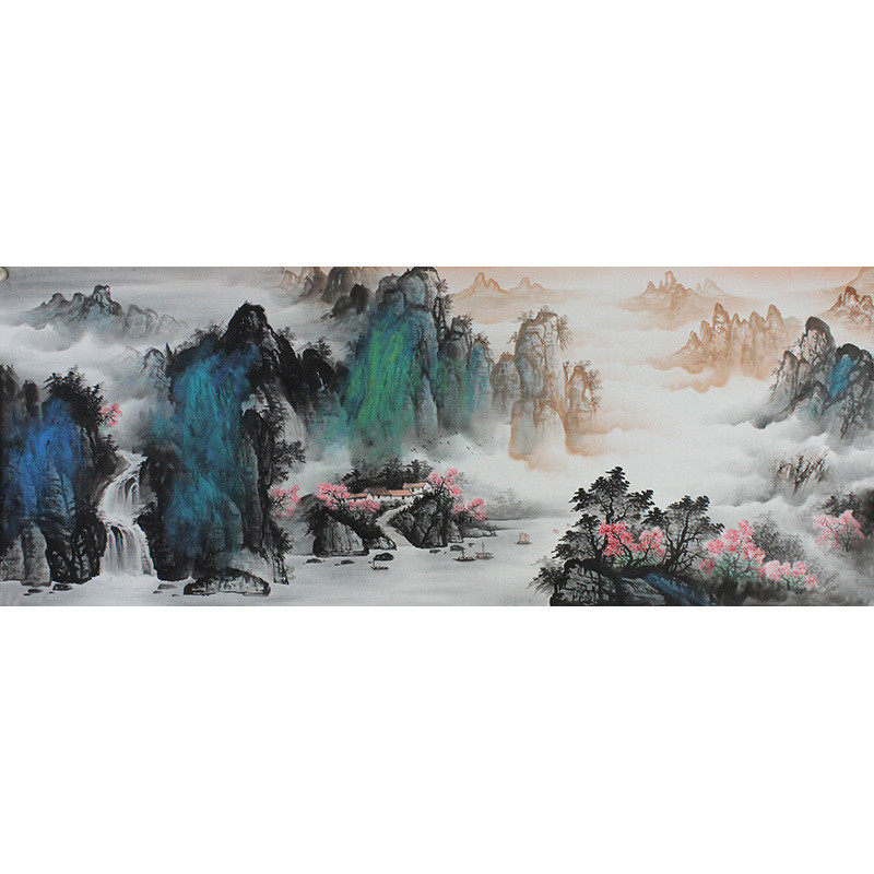 小六尺纯手绘泼山水画国画字画批发彩宣纸画芯客厅办公室装饰画